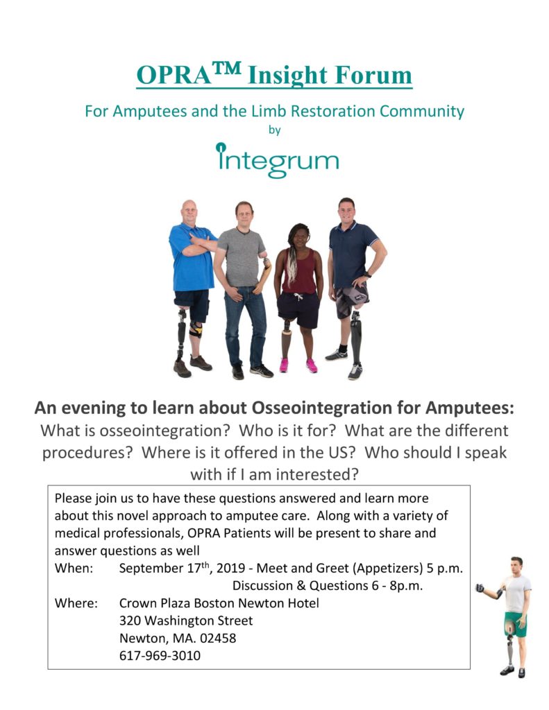 OPRA Insight Forum: An event to learn about Osseointegration for amputees.
