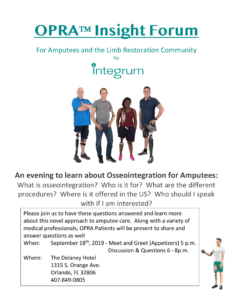 OPRA Insight Forum: An event to learn about Osseointegration for amputees.